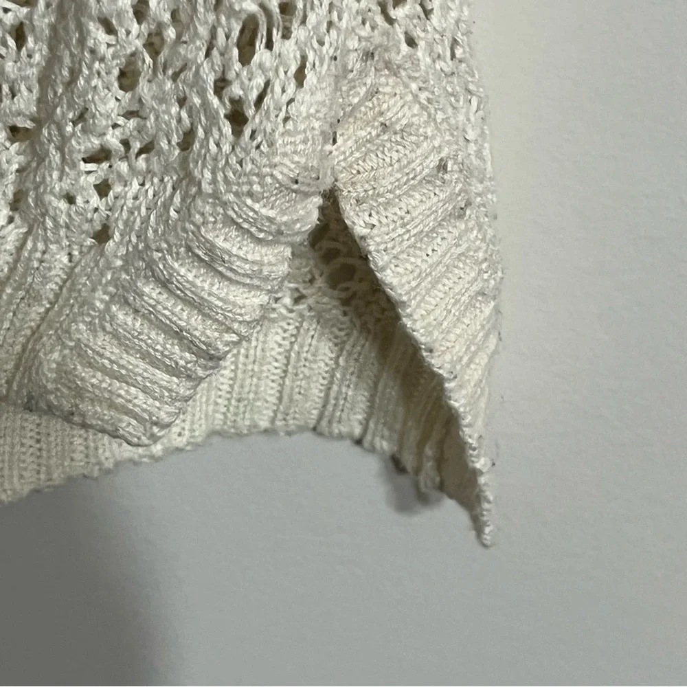 Mossimo Supply Co Cream Open Knit Crochet Cotton Sweater Large L/G‎ Cream White